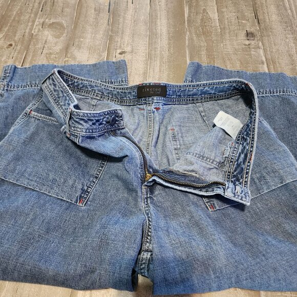 Riveted By Lee Womens Denim Wide-Leg Cropped Jeans 16 M 100% Cotton - Picture 4 of 10